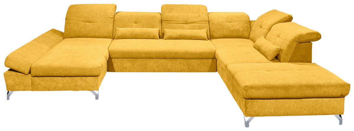 Ecksofa Melfi Gelb U: 168 cm - Gelb/Silberfarben, MODERN, Textil (168/350/245cm) - MID.YOU