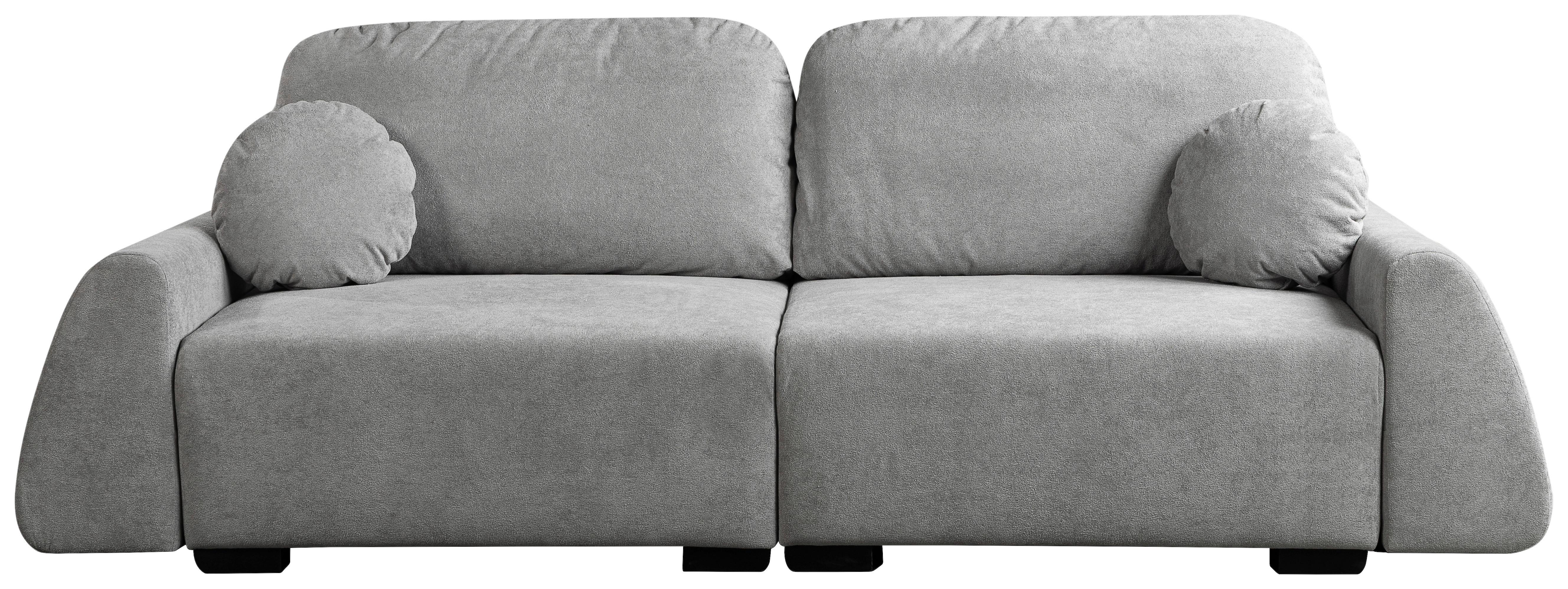 Schlafsofa Almi Boucle Hellgrau, B: 260 Cm - Schwarz/Grau, Design, Textil (260/100/80cm) - Livetastic