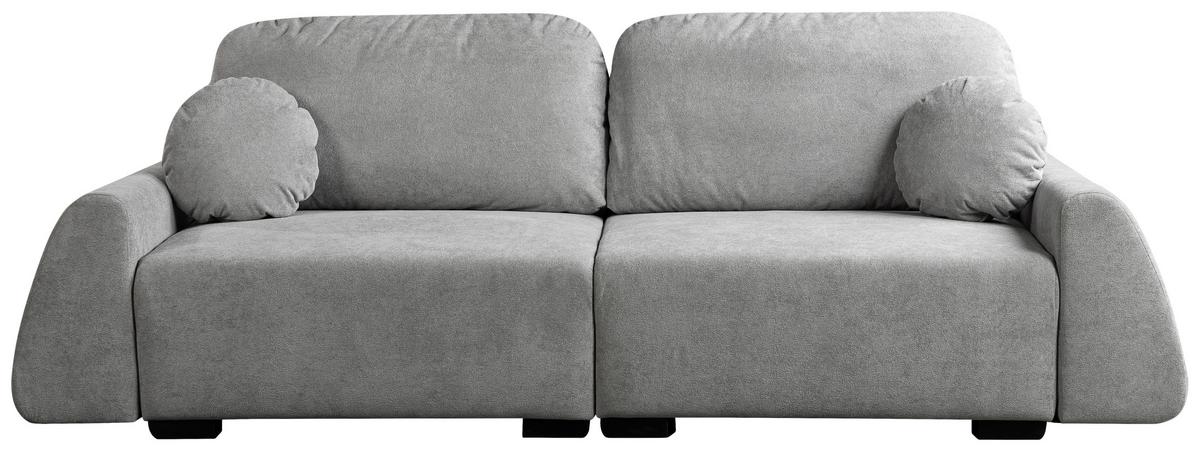 Schlafsofa Almi Boucle Hellgrau, B: 260 Cm - Schwarz/Grau, Design, Textil (260/100/80cm) - Livetastic