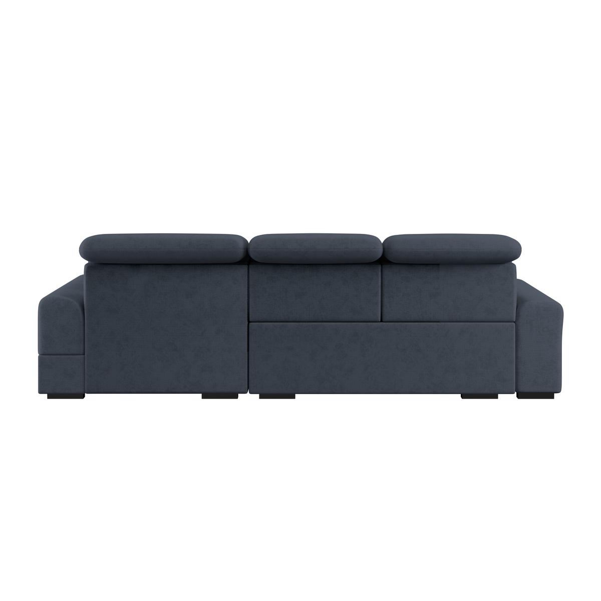 Ecksofa mit Bettfunktion Malaga new Chenille blau - Blau/Schwarz, KONVENTIONELL, Textil (286/203cm) - Ondega