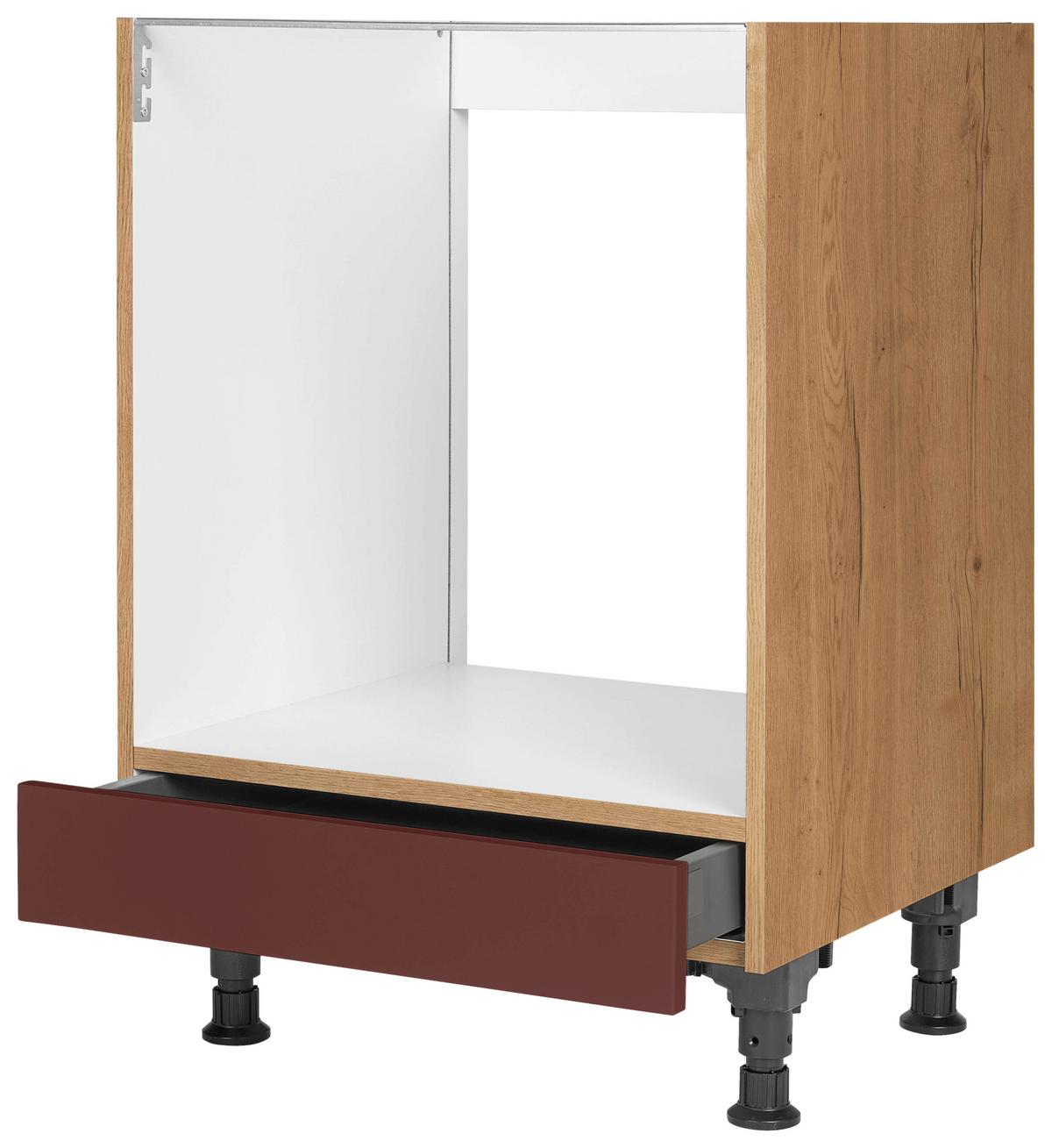 Herdumbauschrank Easytouch - Eichefarben/Rot, MODERN, Holzwerkstoff (60,0/87,0/56,0cm) - Nobilia