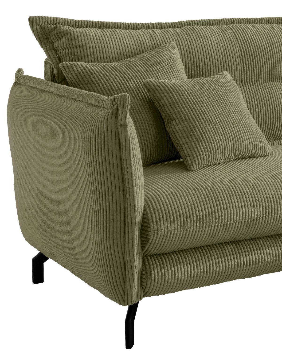 Ecksofa Lava Olivgrün S: 255x180cm - Schwarz/Olivgrün, MODERN, Textil (255/180cm) - Livetastic