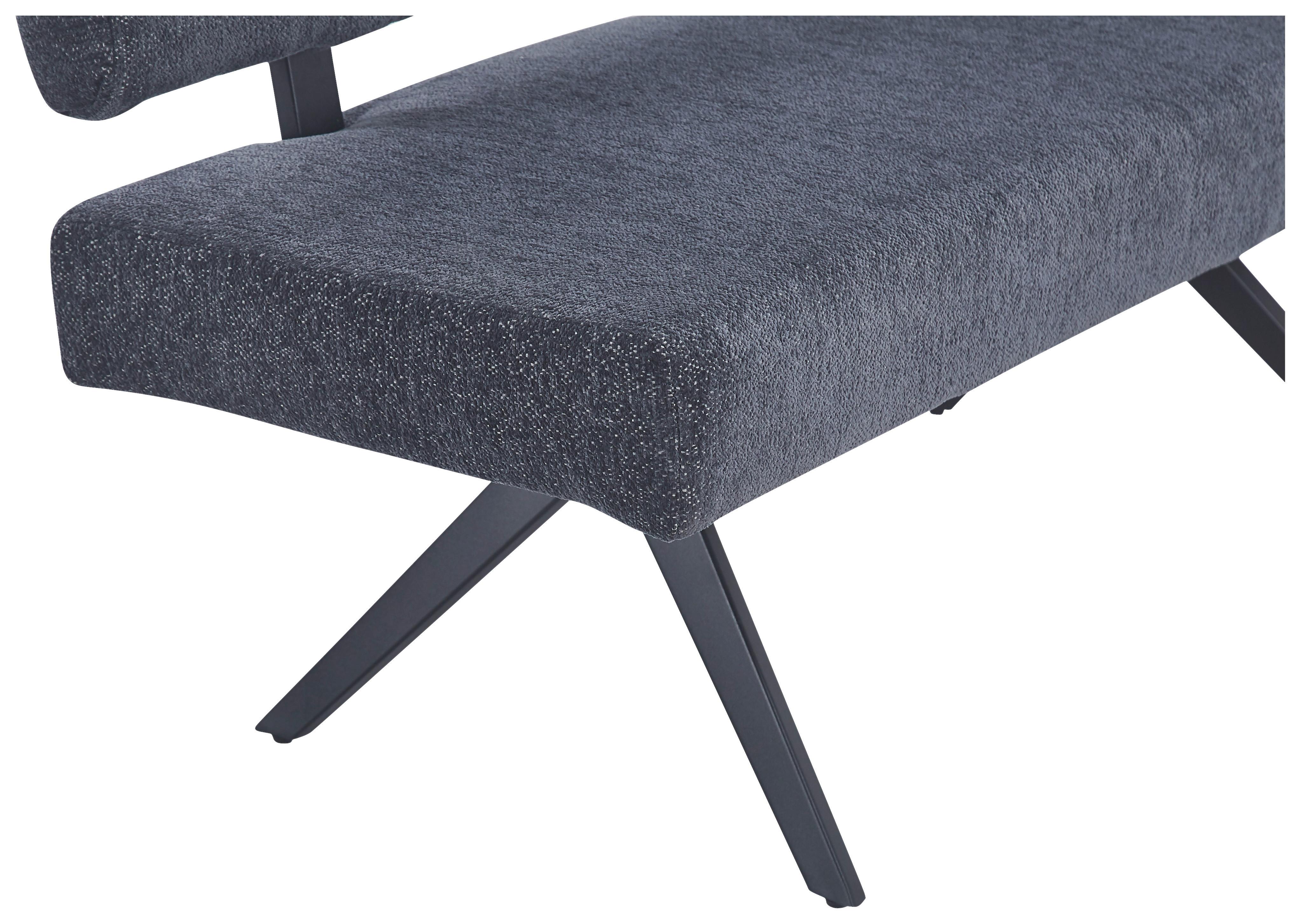 Sitzbank Chios  Mit Lehne Leinenoptik Grau, B: 140 Cm - Dunkelgrau/Schwarz, KONVENTIONELL, Textil/Metall (140/90/62cm) - MID.YOU