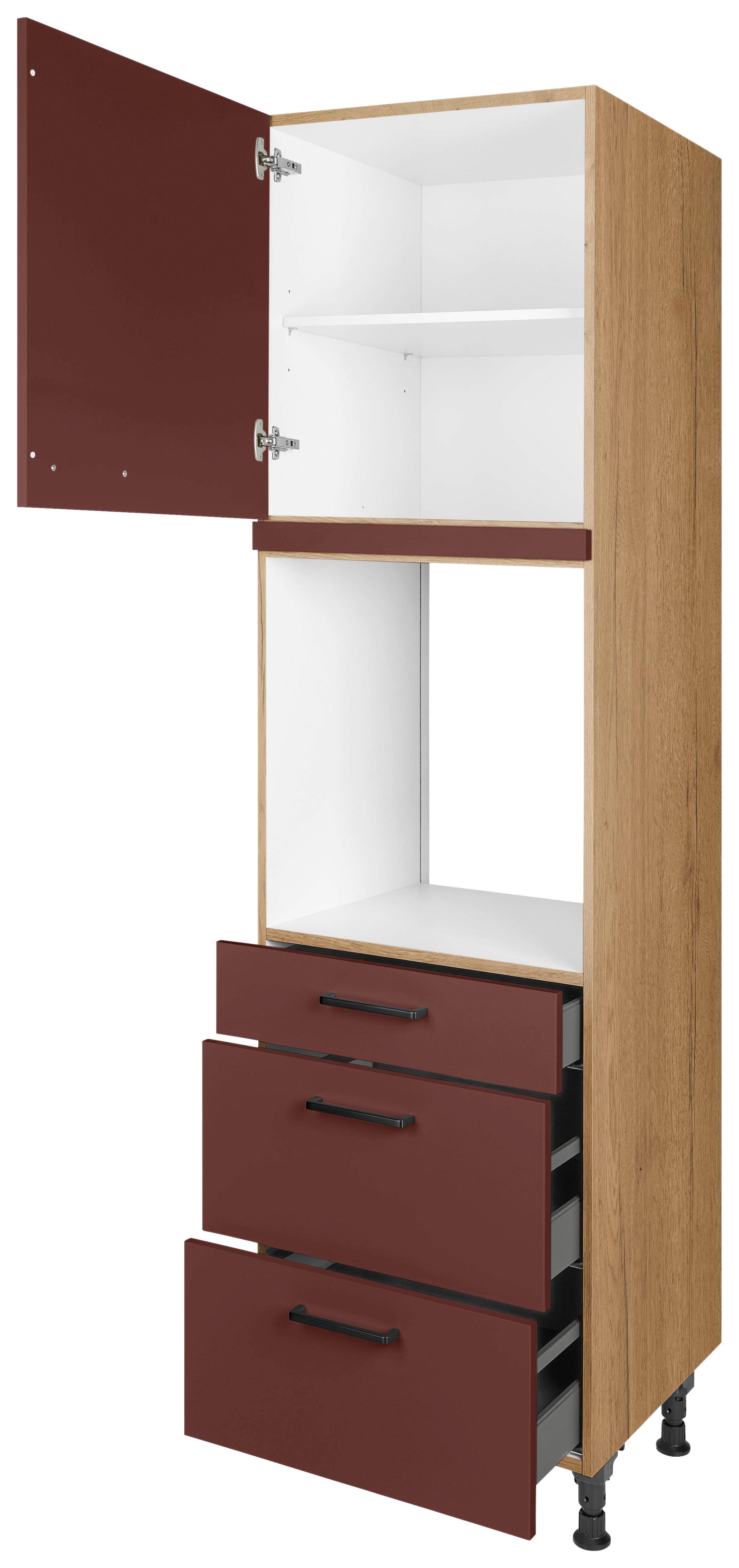 Geräteumbauschrank Easytouch - Eichefarben/Rot, MODERN, Holzwerkstoff (60/216,6/58cm) - Nobilia