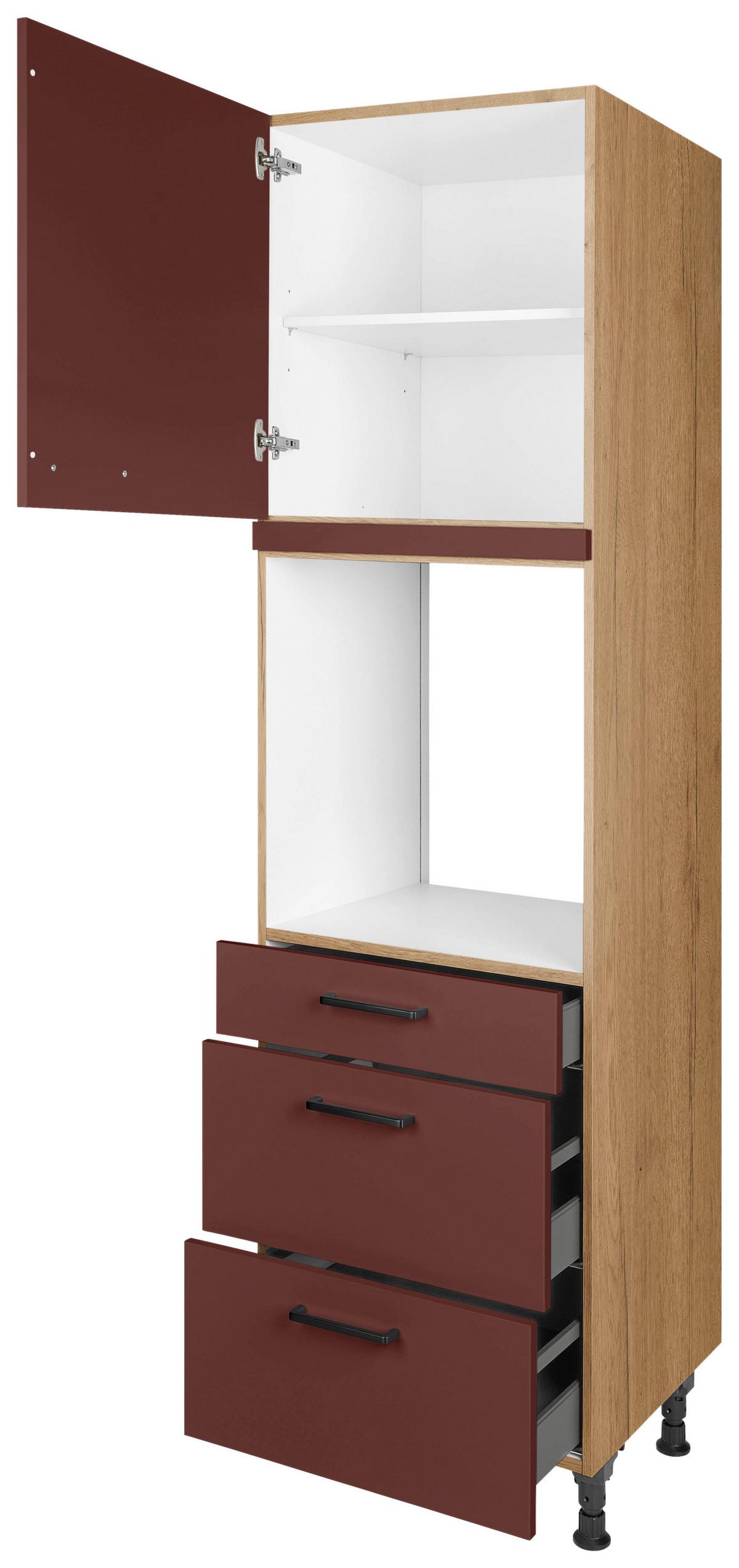 Geräteumbauschrank Easytouch - Eichefarben/Rot, MODERN, Holzwerkstoff (60/216,6/58cm) - Nobilia