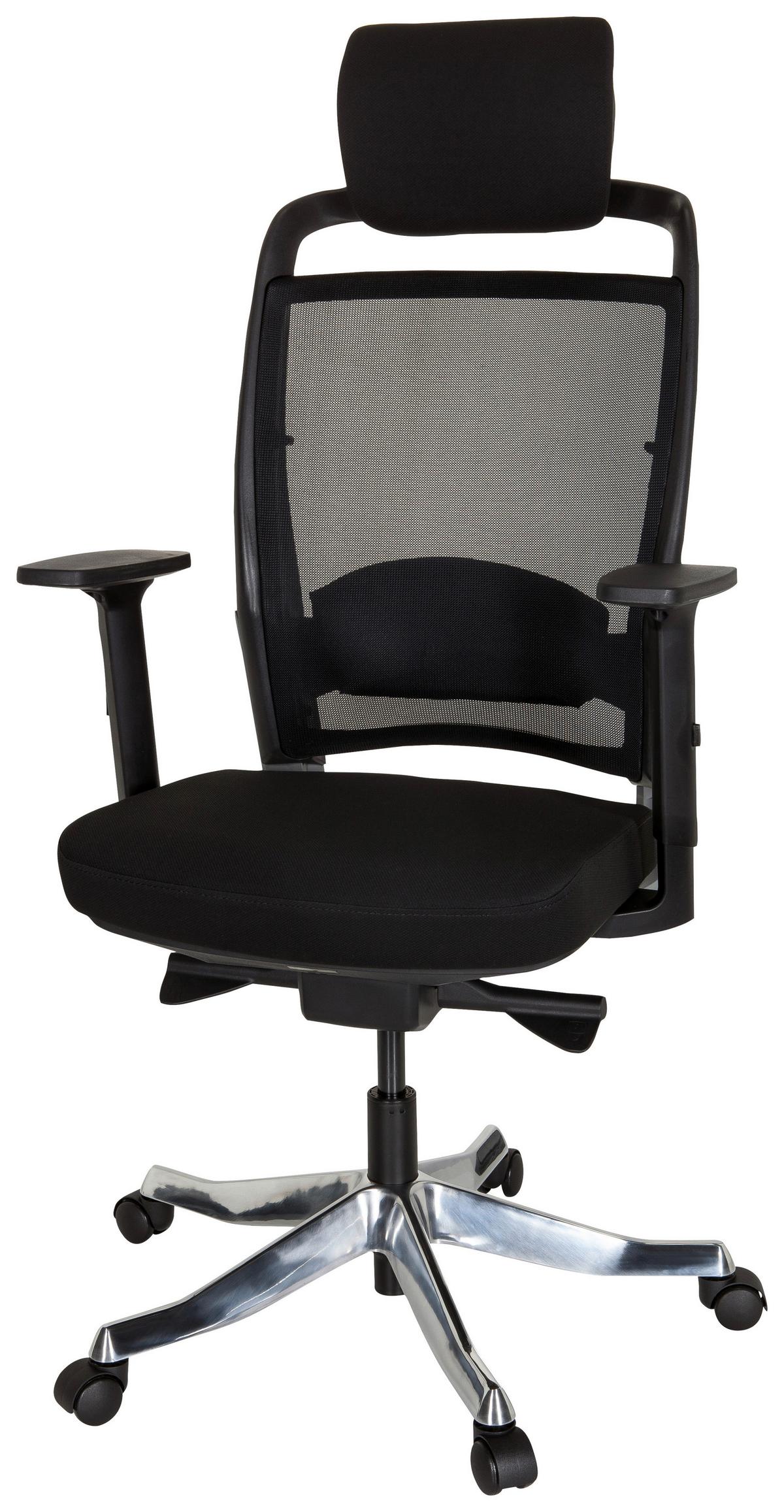 Drehstuhl Ikast I Schwarz - Silberfarben/Schwarz, MODERN, Kunststoff/Textil (68/120/55cm) - MID.YOU