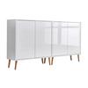 Sideboard Mailand 2 B: 158 Cm Weiß - Weiß Hochglanz/Eiche Artisan, MODERN, Holzwerkstoff (158/86/33cm) - MID.YOU