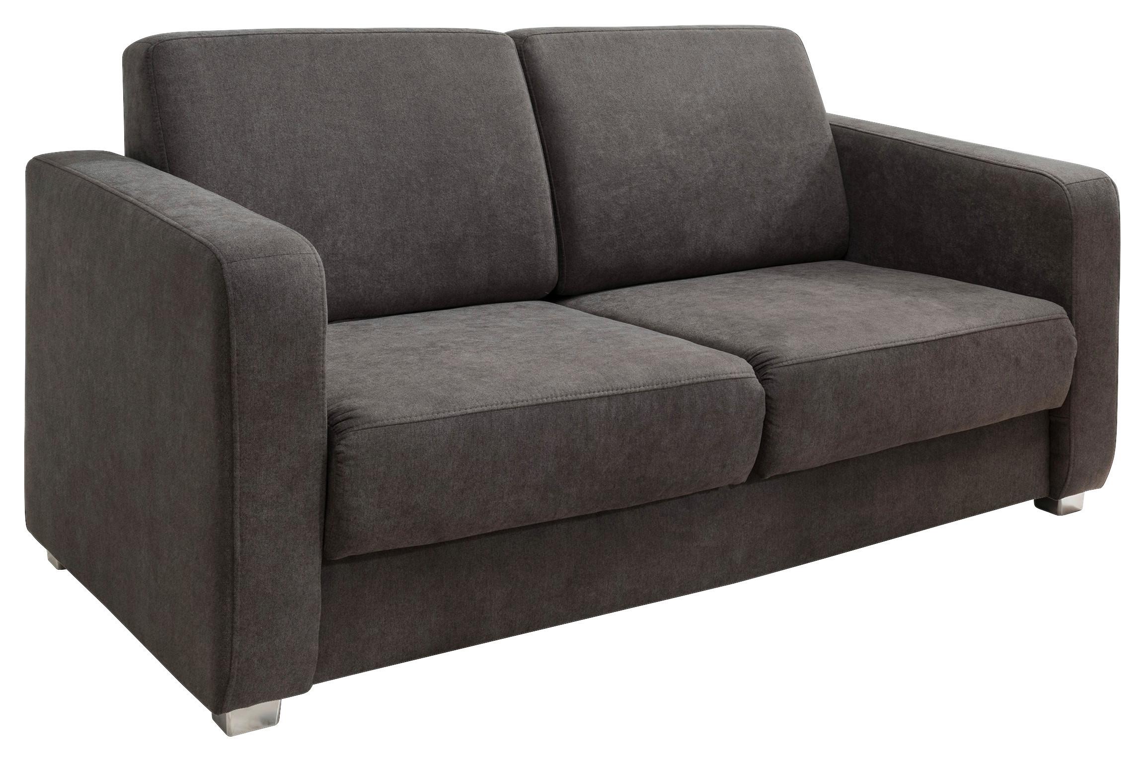 2-Sitzer-Sofa mit Schlaffunkt. Mia Dunkelbraun - Chromfarben/Dunkelbraun, Basics, Textil (159/88/87cm) - Livetastic