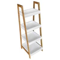 Regal Liane 2 B: 34 cm Bambus massiv/Weiß - Naturfarben/Weiß, MODERN, Naturmaterialien/Holzwerkstoff (34/98/35cm)