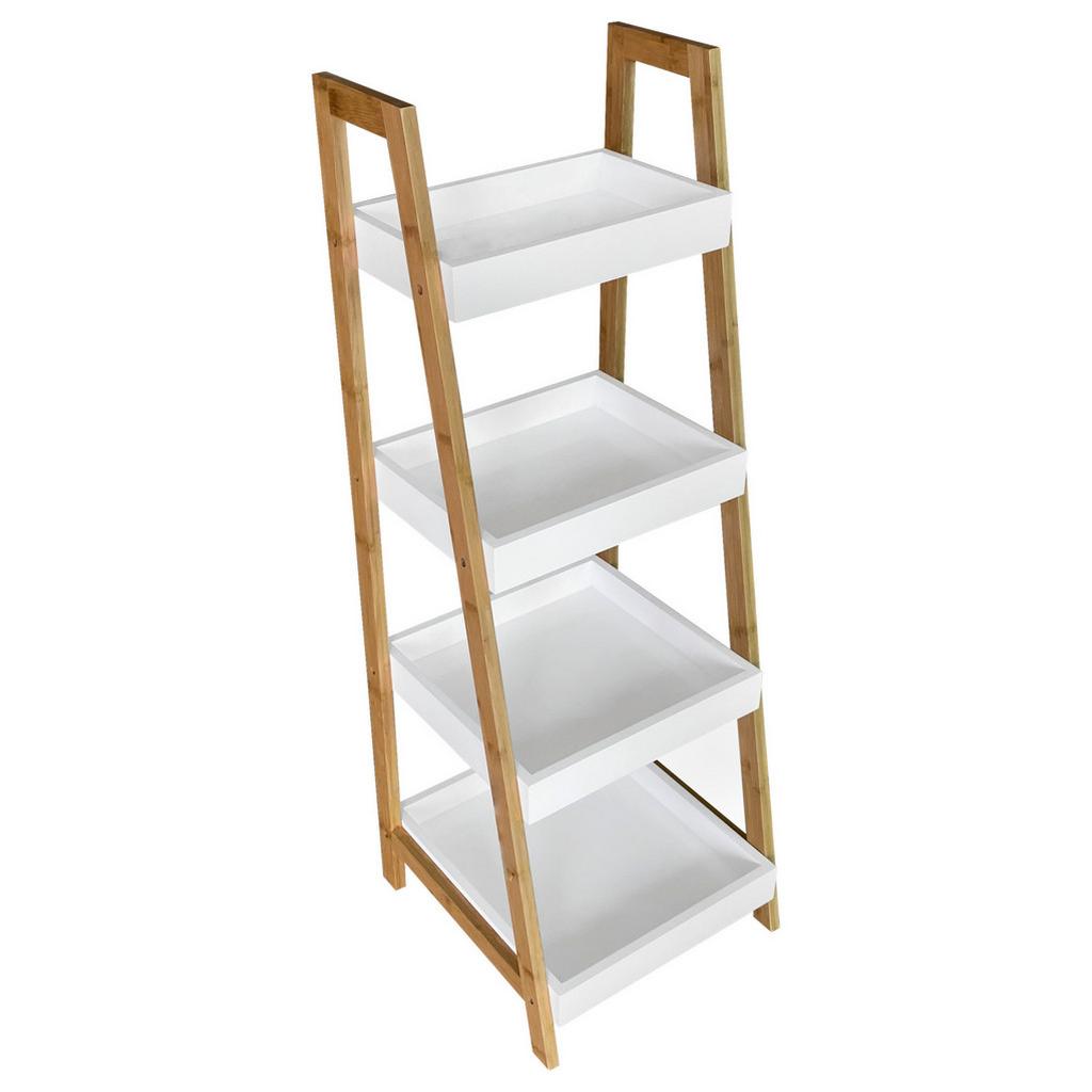 Regal Liane 2 B: 34 cm Bambus massiv/Weiß