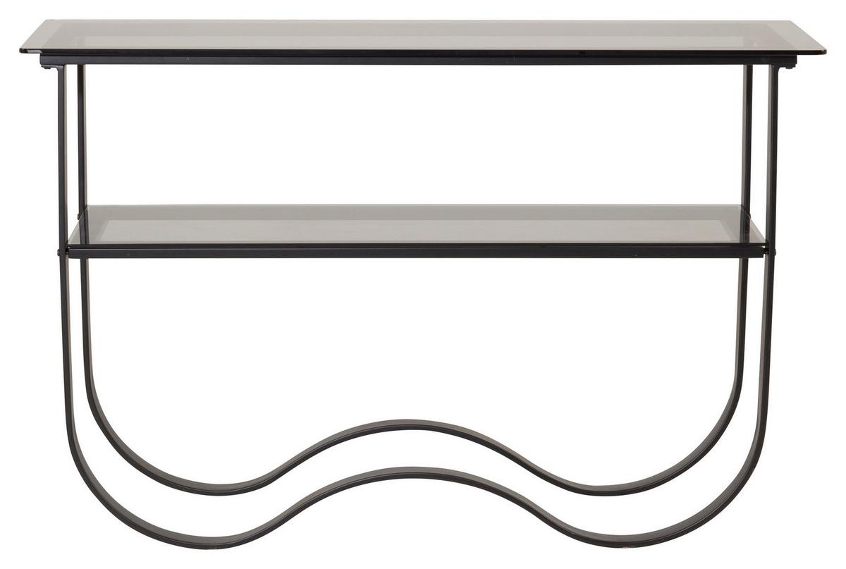 Beistelltisch Wavy - Schwarz, Design, Glas/Metall (117/33,5/76cm) - Livetastic