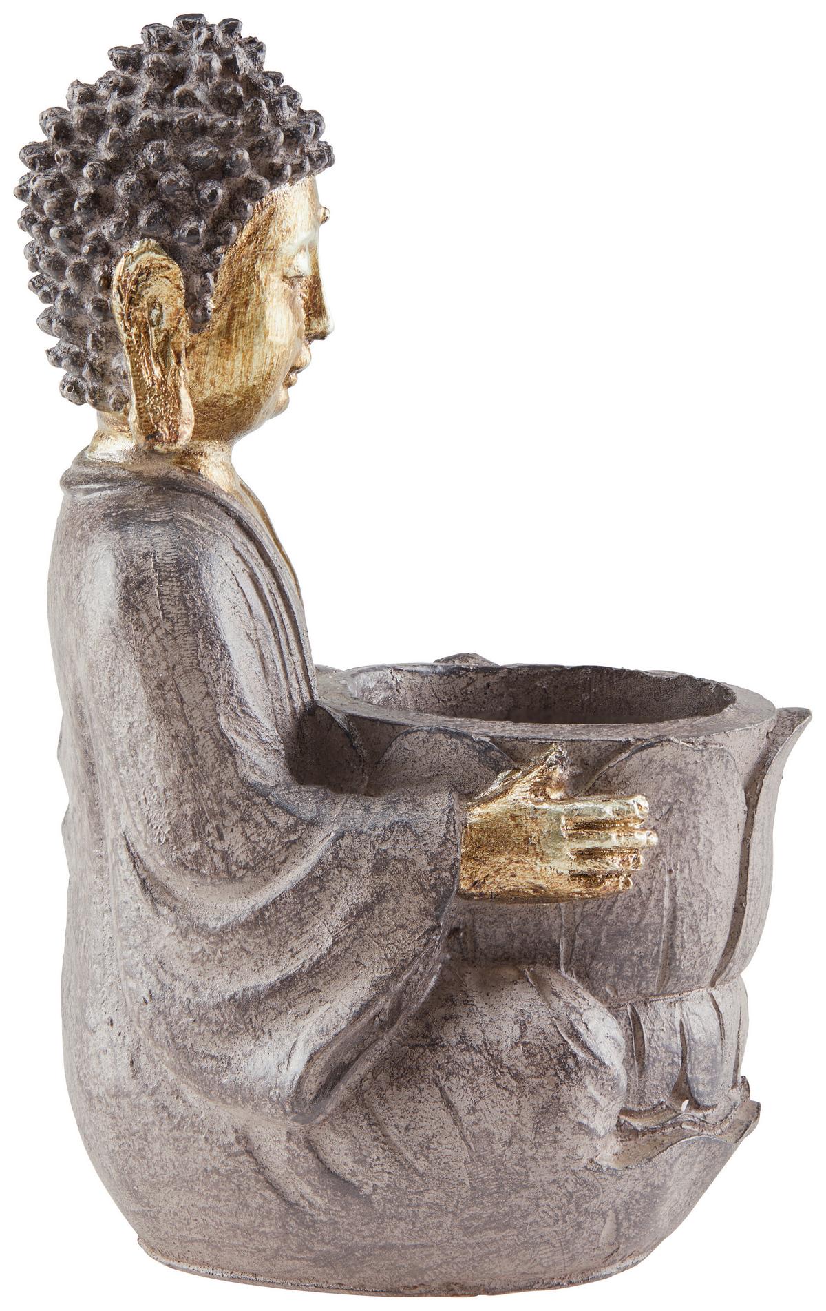 Teelichthalter Kunststoff Braun / Goldfarben 1 Teelicht - Goldfarben/Braun, LIFESTYLE, Kunststoff (9/9/14,5cm) - Luca Bessoni