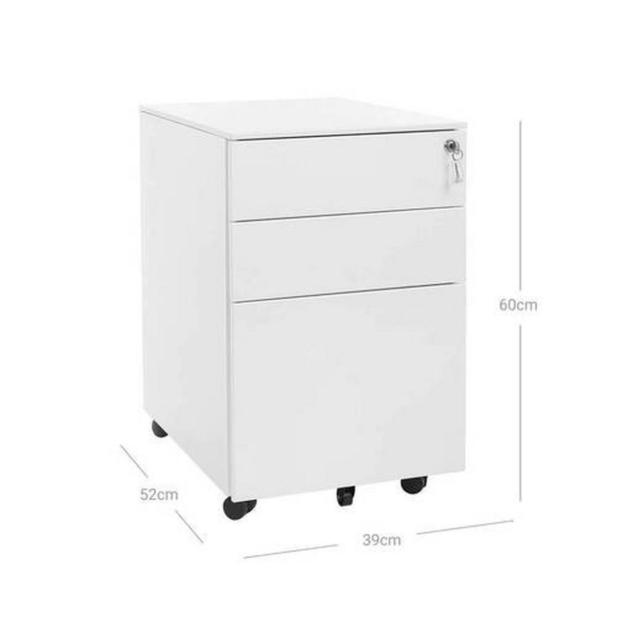 Rollcontainer Metall Weiß Abschließbar 39x60x52 cm - Weiß, Basics, Metall (39/60/52cm) - Boxxx