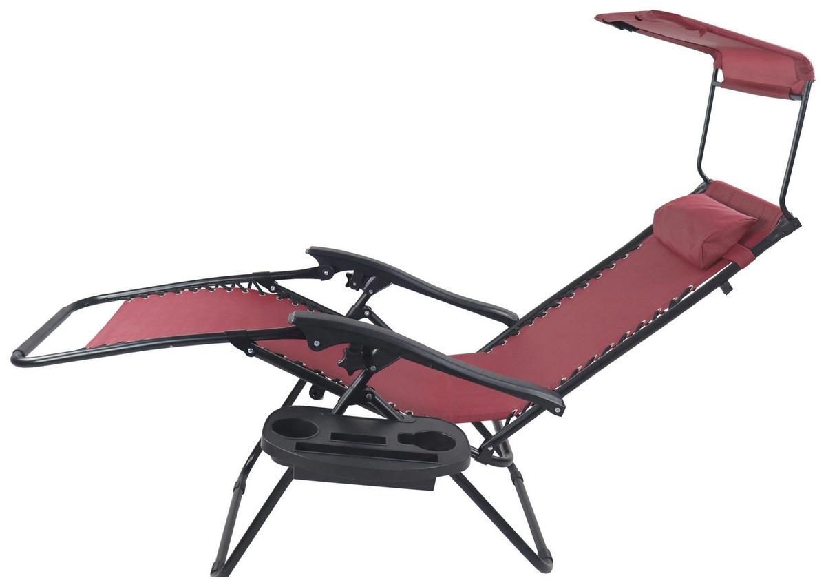 Gartenliege Maltosa Xl Klappbar, Blau - Rot, MODERN, Textil/Metall (51/133/91cm) - Gardenson