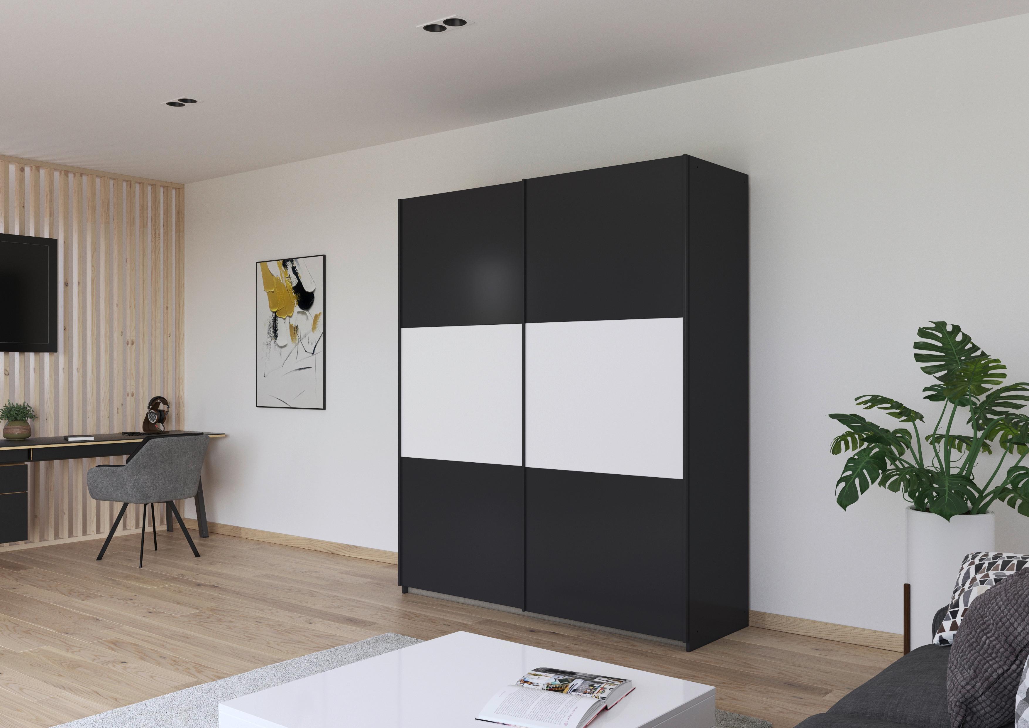 Schwebetürenschrank Neo Grau Weiß B: 175 cm - Alufarben/Weiß, MODERN, Holzwerkstoff (175/210/59cm) - Rauch Möbel
