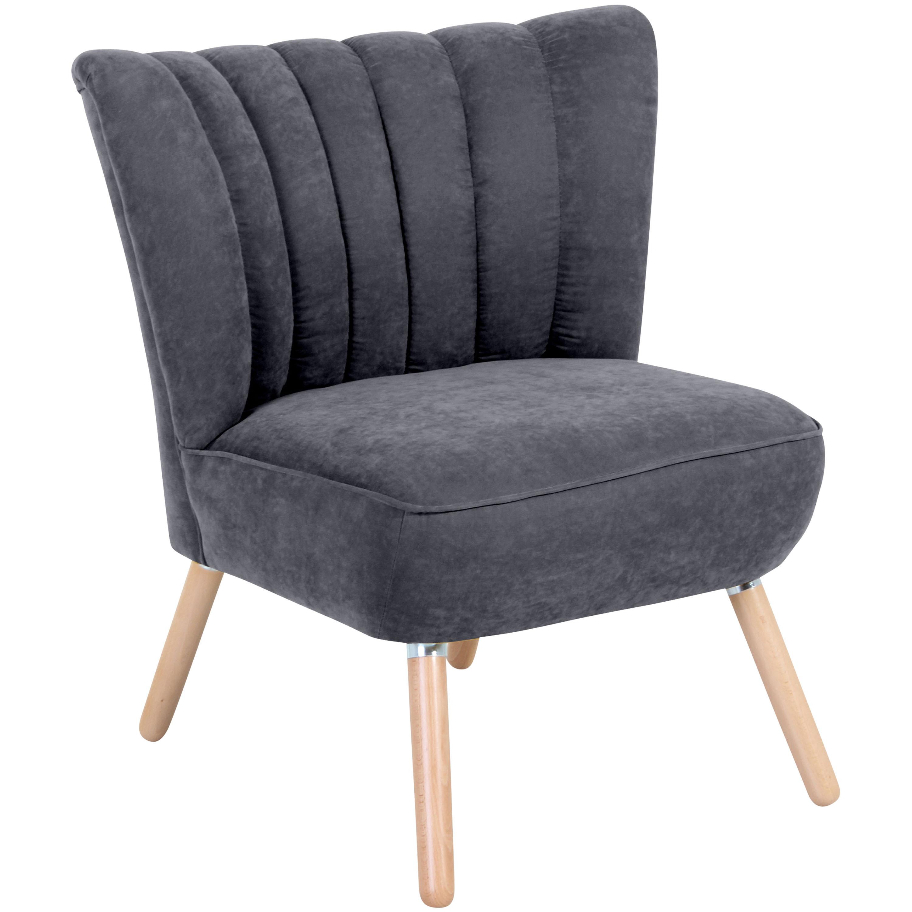 Polsterstuhl Alessandro Anthrazit Holz-Beine - Anthrazit/Buchefarben, Design, Textil (70/80/66cm) - Max Winzer