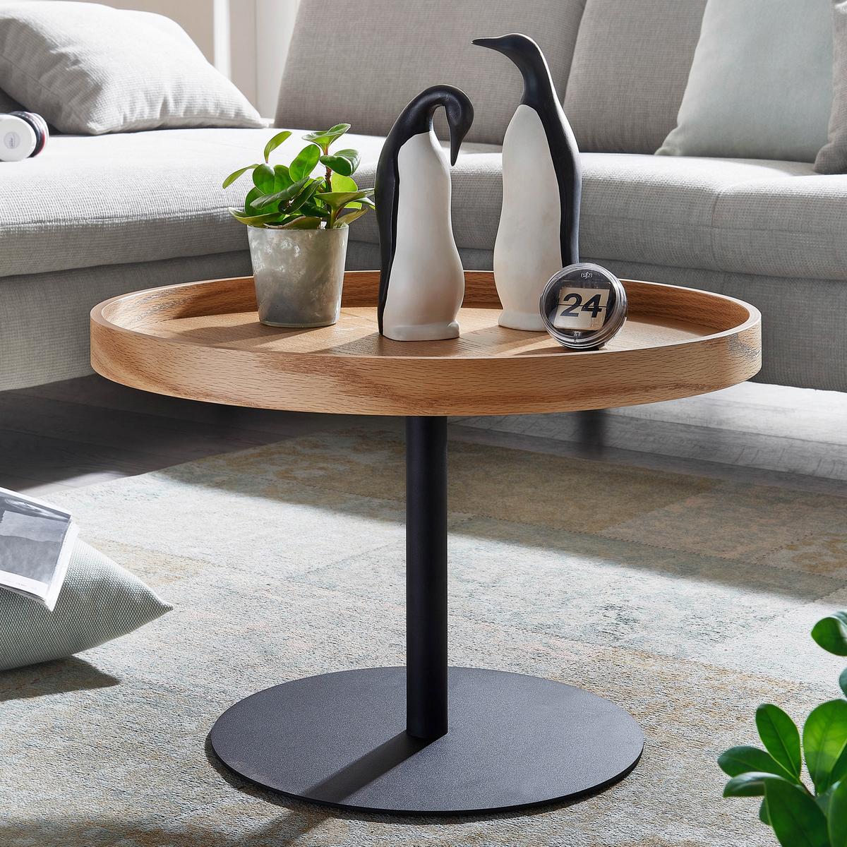 Konferenčný stolík P: 61cm - hnedá/čierna, Modern, kov/kompozitné drevo (61/40cm) - MID.YOU
