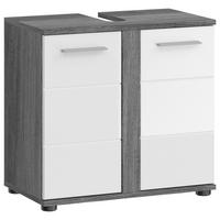 Waschbeckenunterschrank Blake 2-Türig B: 57 Cm - Weiß Hochglanz/Grau, MODERN, Holzwerkstoff (60/57/34cm) - MID.YOU
