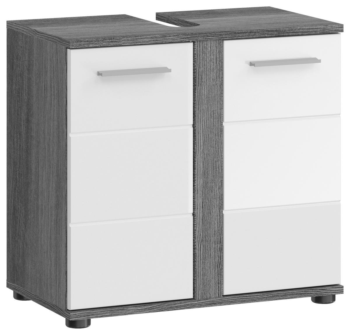 Badezimmer Blake Weiß Hg B: 60 cm - Weiß Hochglanz/Schwarz, MODERN, Glas/Holzwerkstoff (60cm) - MID.YOU
