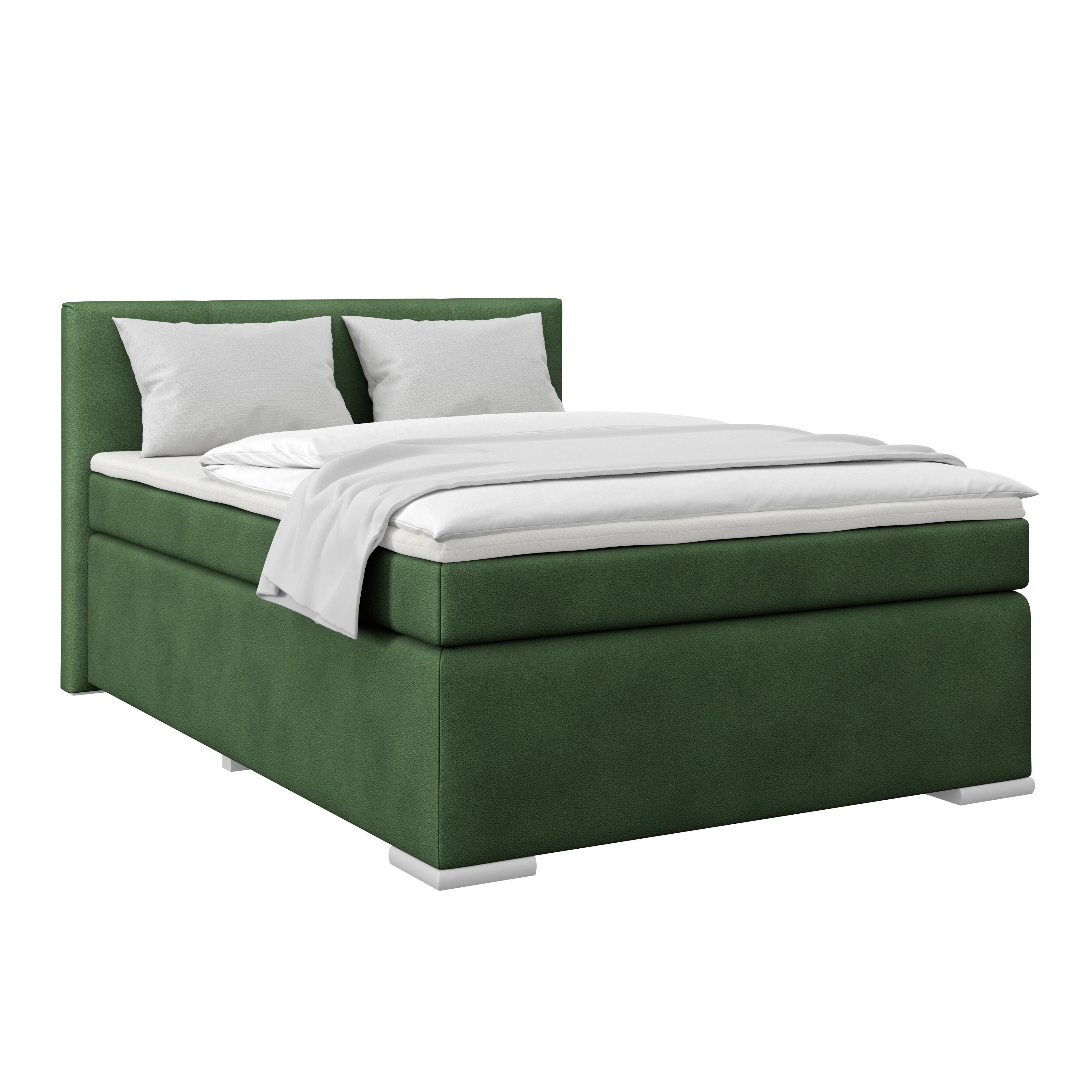 Boxspringbett Mira Boucle dunkelgrün,LF:120x200cm