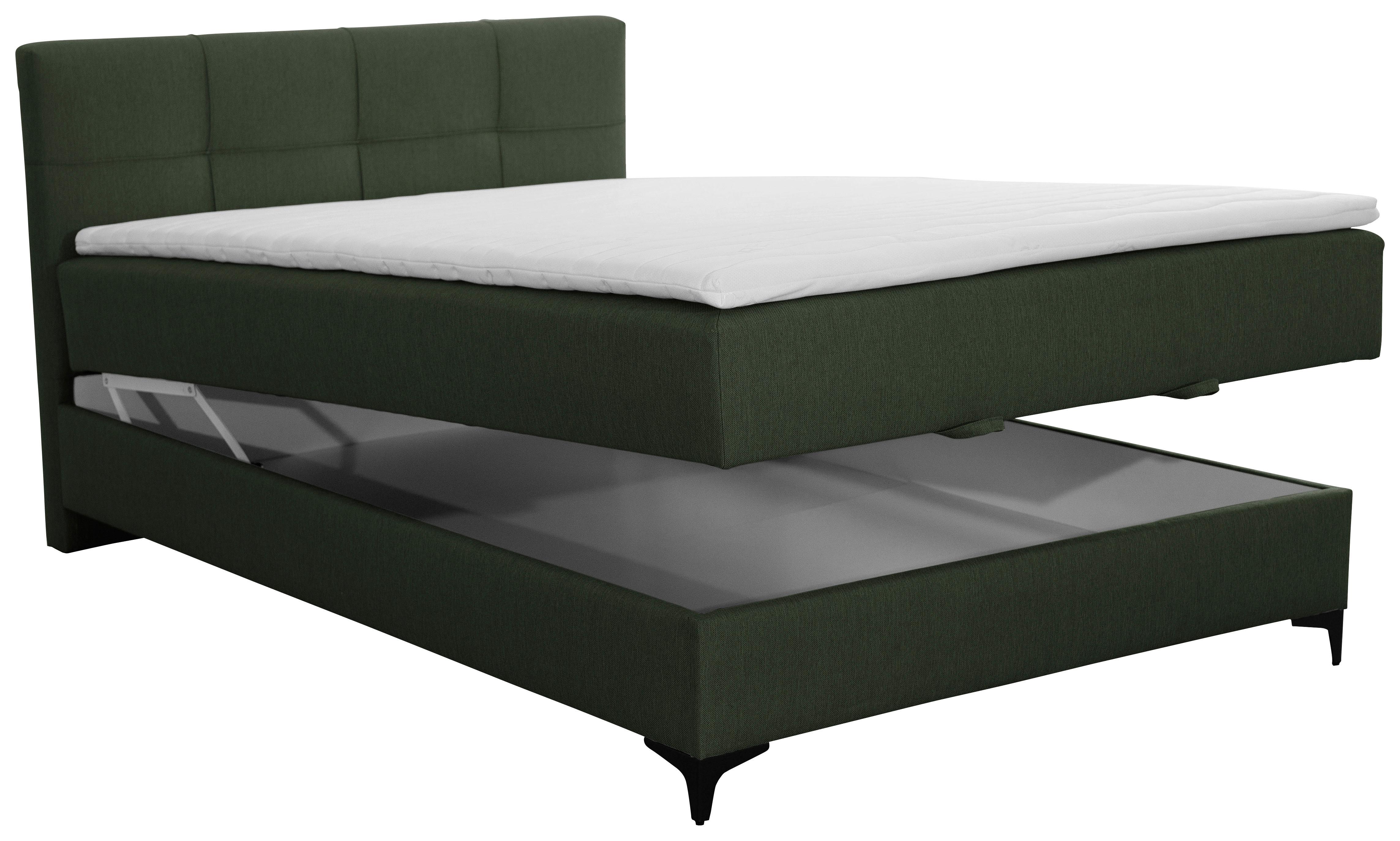 Polsterbett Mit Matratze 140x200 Freddie Olivgrün - Schwarz/Olivgrün, KONVENTIONELL, Textil (140/200cm)