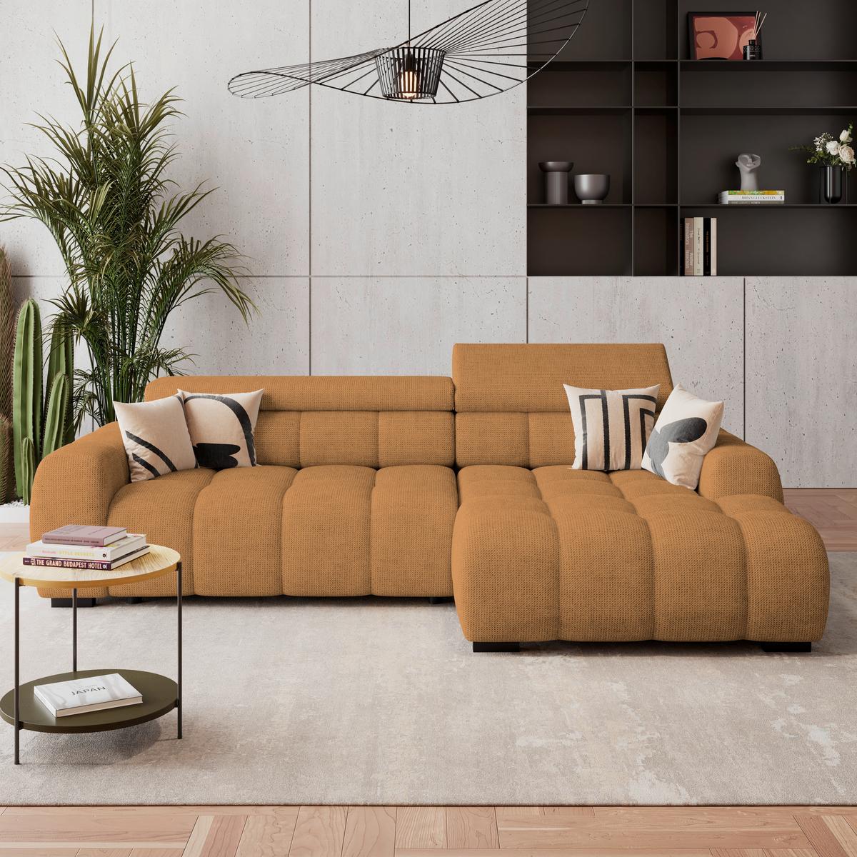 Ecksofa Fargo S Dunkelbraun, B: 285 Cm - Rostfarben/Dunkelbraun, Trend, Textil (285/168cm)