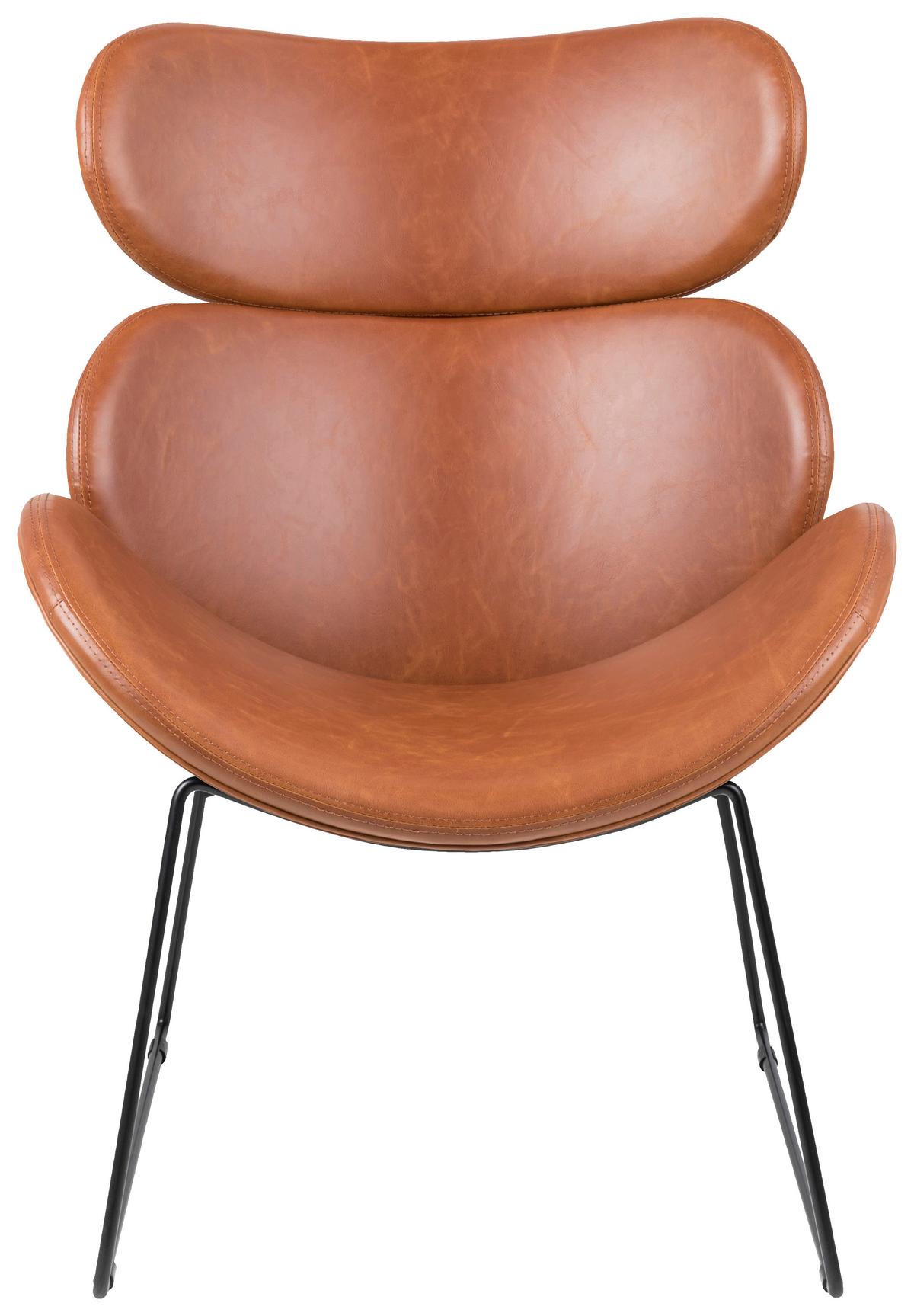 Esszimmersessel Cazar Cognac Gepolstert - Cognac/Schwarz, Trend, Textil (69/90,5/78,5cm) - MID.YOU
