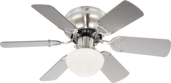 Deckenventilator aus Nickel & Glas in Weiß