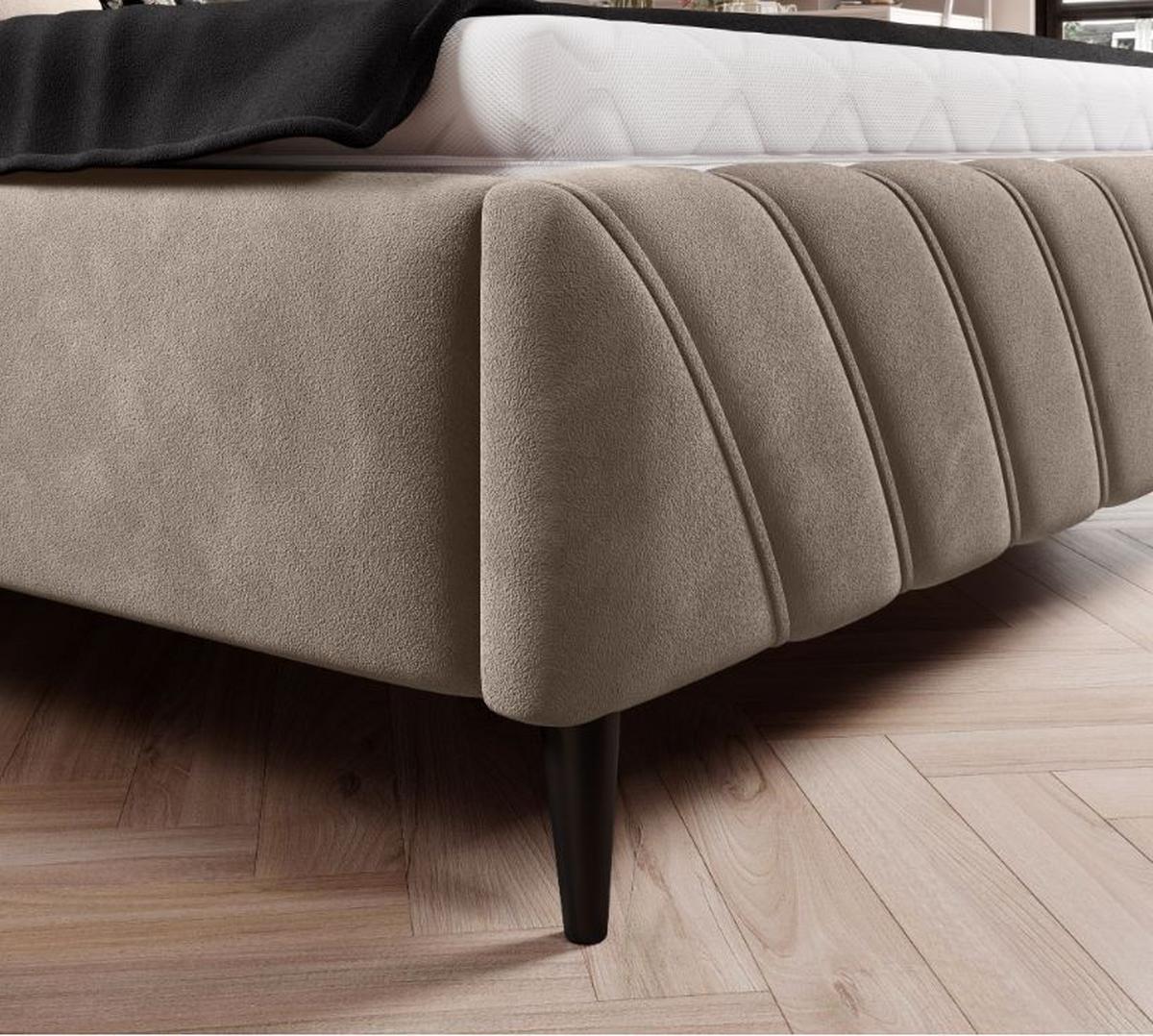 Manželská posteľ Melli, 160x200, béžová - čierna/béžová, Design, drevo/textil (160/200cm)