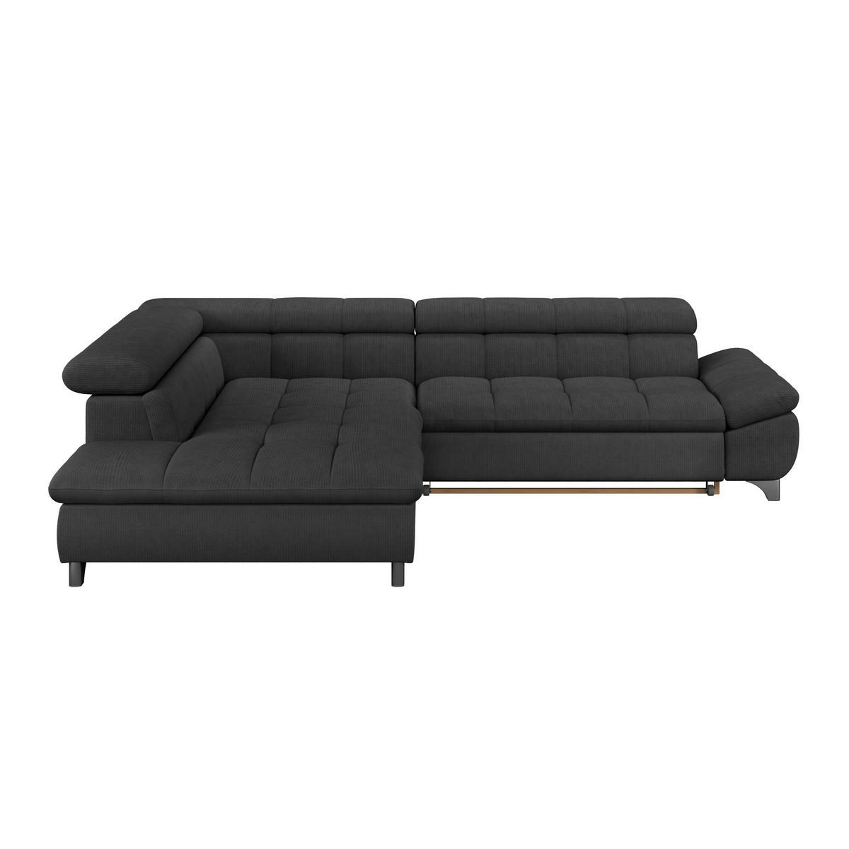 Ecksofa Gemini Schwarz, B: 234cm - Chromfarben/Schwarz, KONVENTIONELL, Textil (234/312cm)