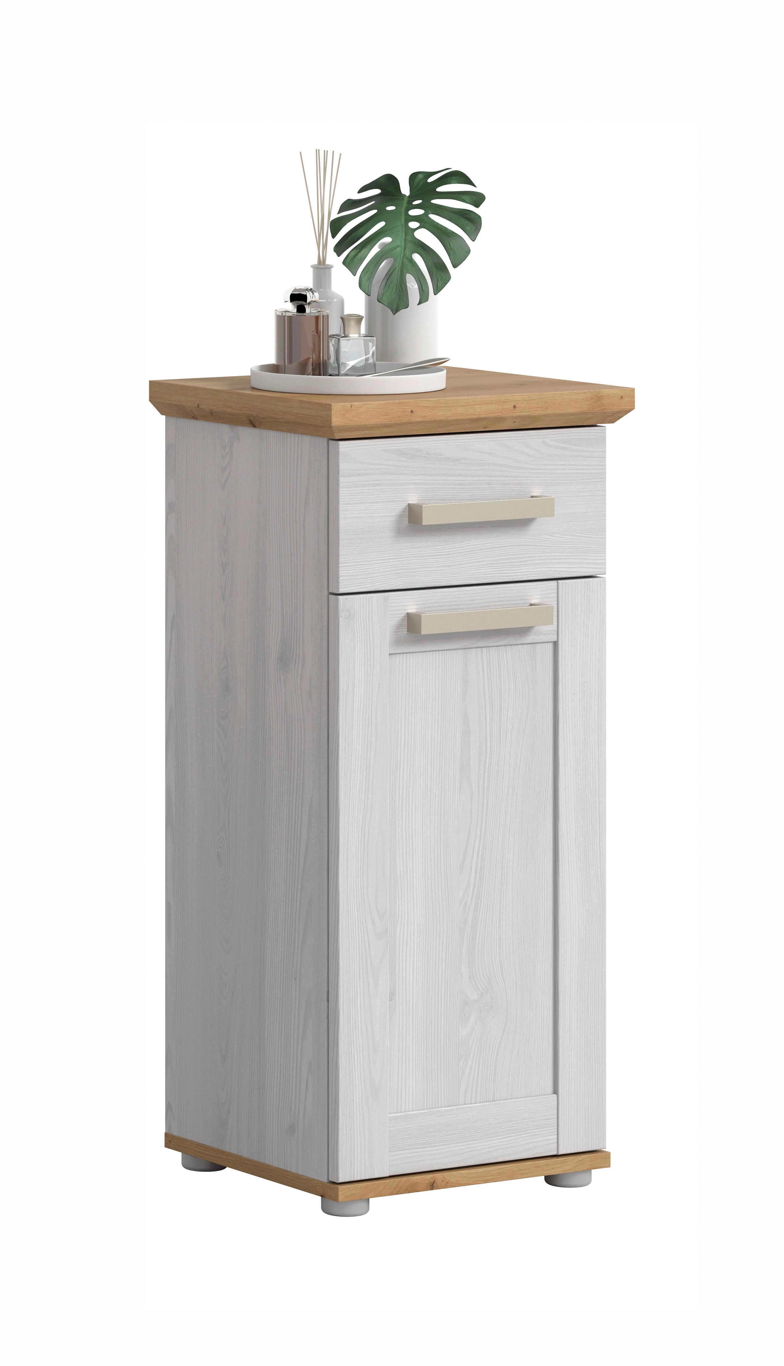 Midischrank Verona Eiche Dekor /Lärchefarben B: 39cm - Silberfarben/Lärchefarben, Trend, Holzwerkstoff (39/85/34cm) - MID.YOU