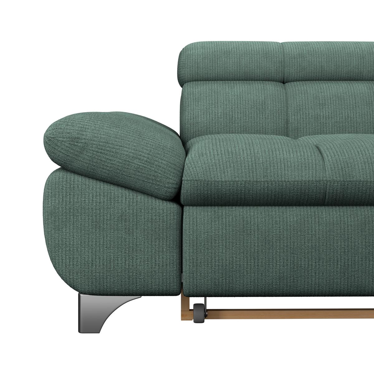 Ecksofa Mit Schlaffunktion Gemini Grün 312x234 Cm - Chromfarben/Dunkelgrün, KONVENTIONELL, Textil (312/234cm)