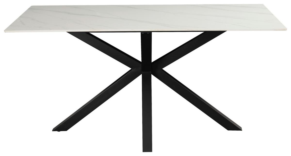 Esstisch Romana 160x76x90 cm Schwarz/Weiß - Schwarz/Weiß, MODERN, Keramik/Metall (160/90/76cm) - MID.YOU