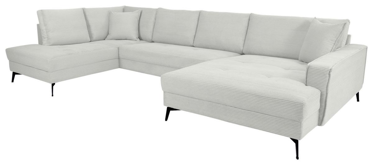 Wohnlandschaft Zero Cremeweiß U-Form 195x362x173cm - Creme/Schwarz, Trend, Textil (195/362/173cm)