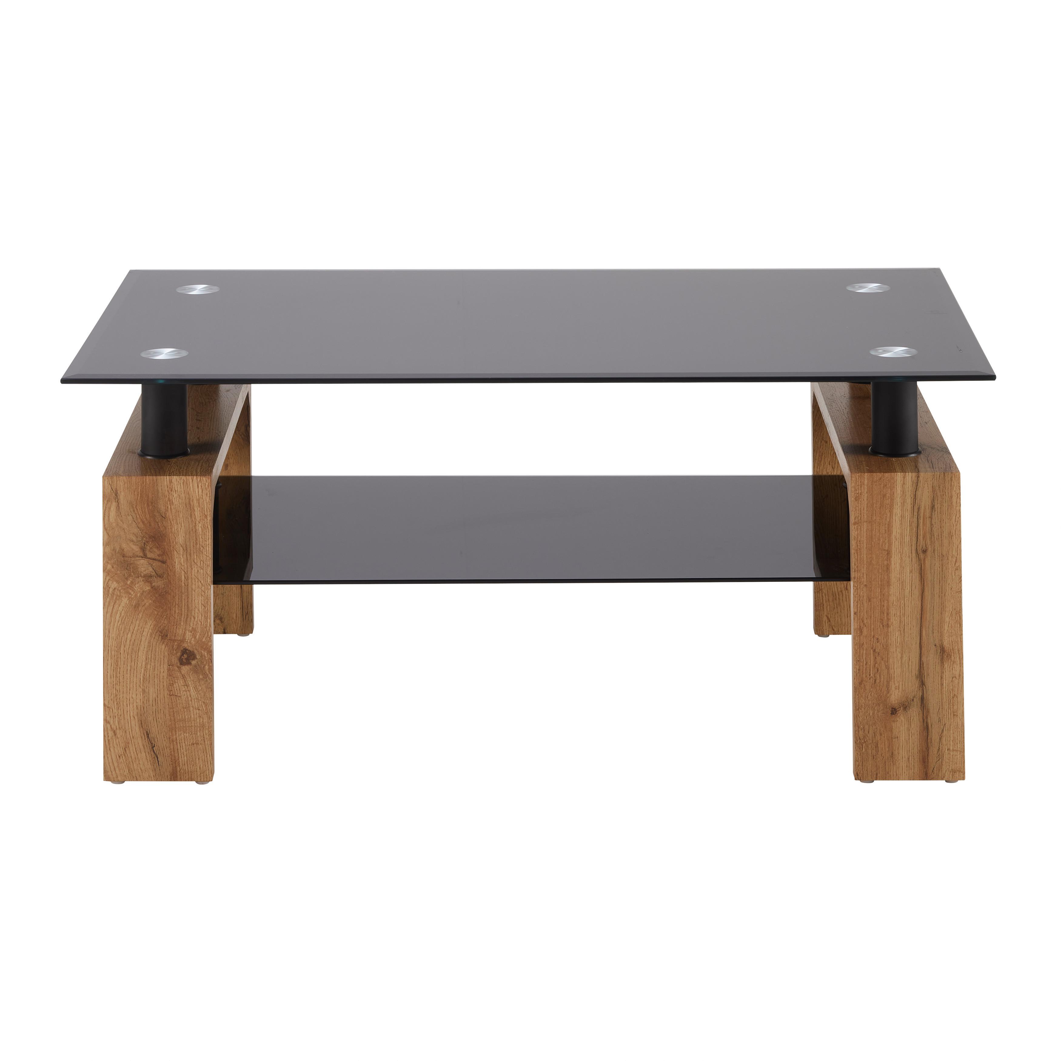 KONFERENČNÍ STOLEK INTRO - barvy dubu/černá, Moderní, kov/kompozitní dřevo (100/60/45cm) - Mömax