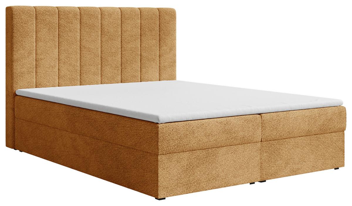 Boxbett Paris mit Topper 180x200 - Rostfarben/Schwarz, MODERN, Holz/Kunststoff (180/200cm) - Livetastic