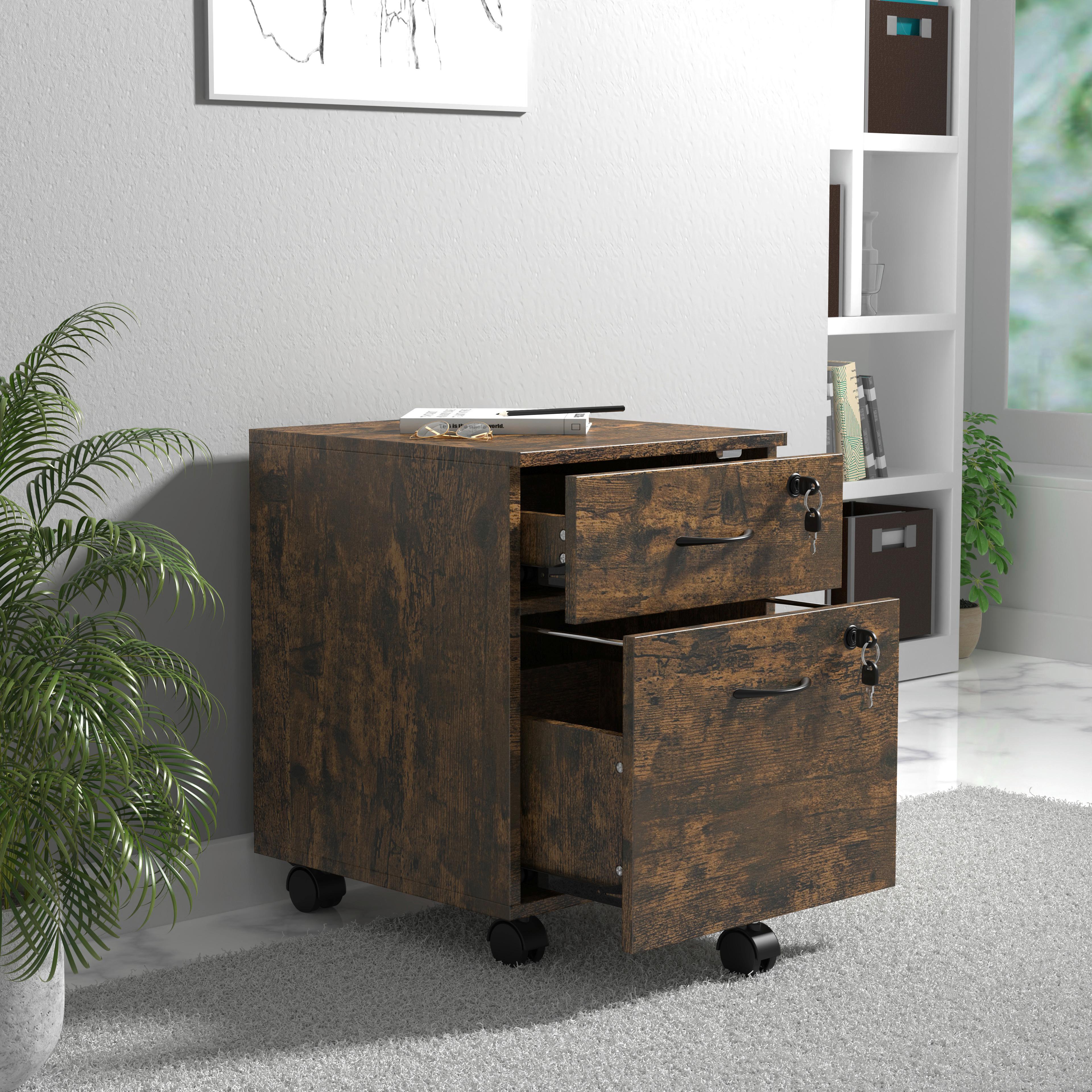 Rollcontainer Baula Eiche B: 40 cm - Eiche dunkel, Design, Holzwerkstoff/Kunststoff (40/54/44cm) - MID.YOU