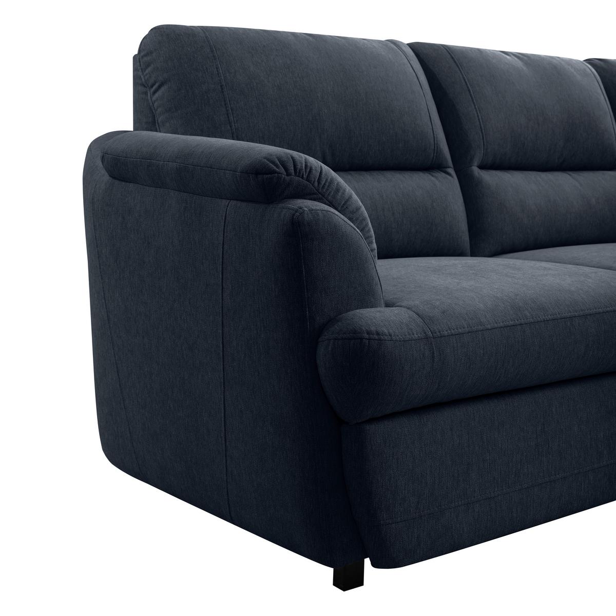 Rohová sedačka GUSTO, pravá, modrá - modrá/černá, Basics, dřevo/textil (240/200cm)