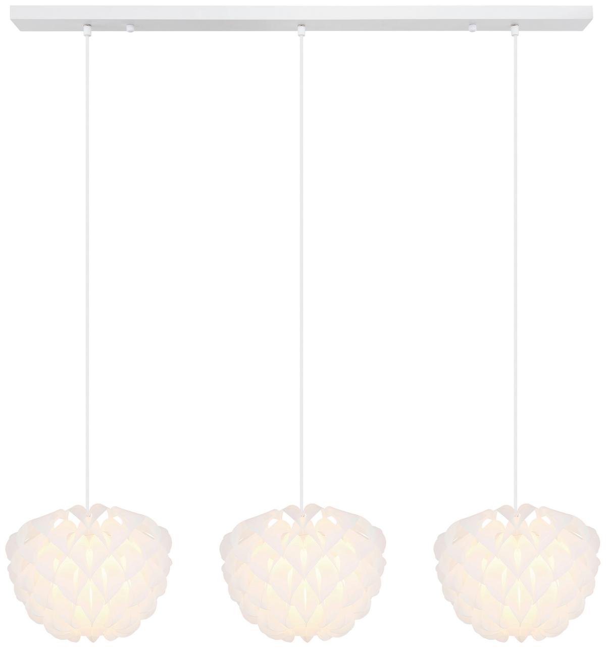 Hängeleuchte Irene H: 26 cm 3-Flammig - Weiß, Basics, Kunststoff/Metall (101/26/120cm) - Globo