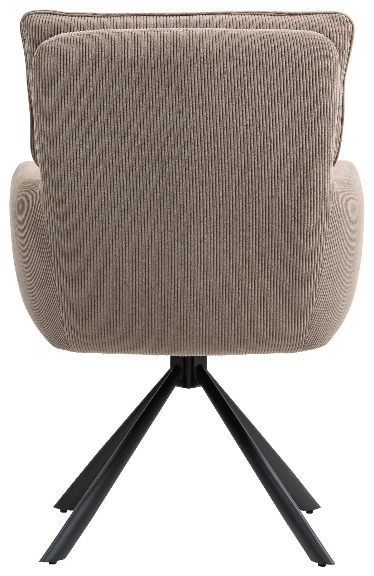 Armlehnstuhl Mila Cord Braun Sitzfl. 180° drehbar, B: 60cm - Schwarz/Braun, KONVENTIONELL, Textil/Metall (60/95/67cm) - MID.YOU