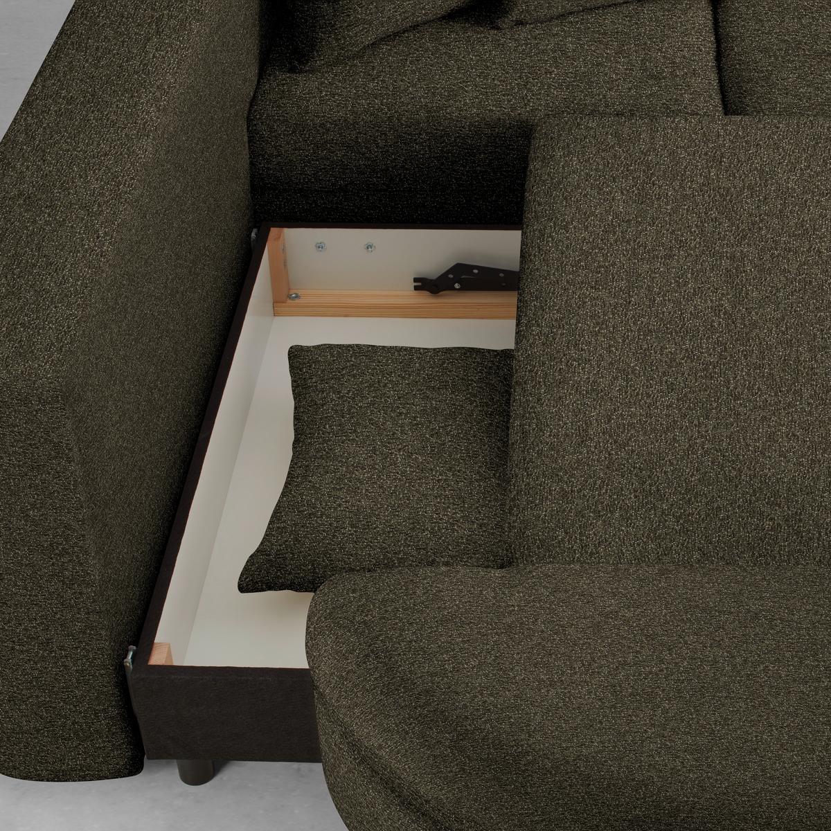 Rohová sedačka AXEL, levá, tmavé zelená tkanina - černá/tmavě zelená, Moderní, kov/textil (250/291cm) - Mömax
