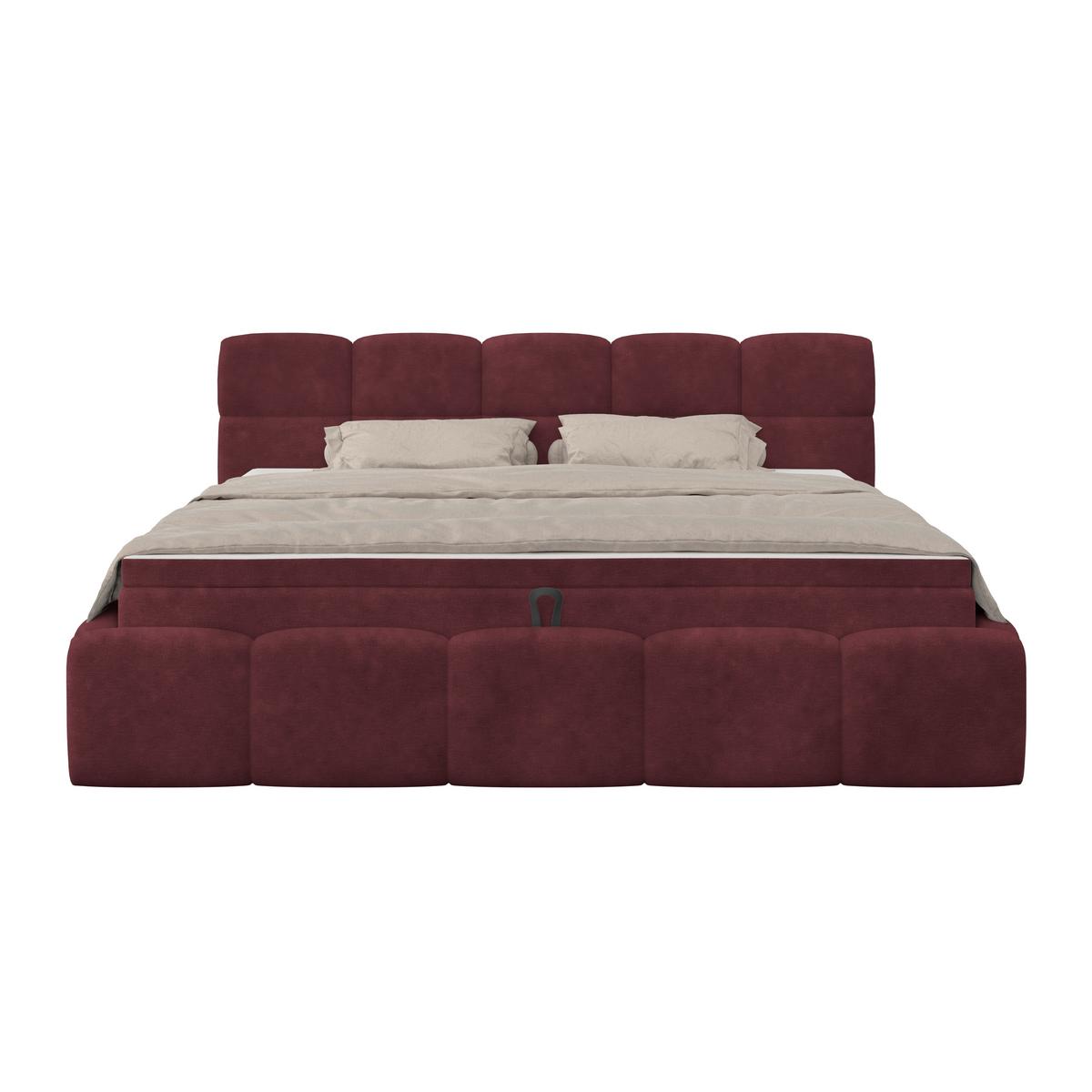 Polsterbett Noe Bordeaux 180x200 cm - Bordeaux/Schwarz, Trend, Textil/Metall (180/200cm)