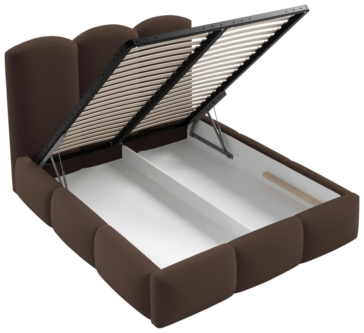 Polsterbett Bero Dunkelbraun, Lf: 140x200 Cm - Dunkelbraun/Buchefarben, Trend, Holz/Textil (140/200cm)