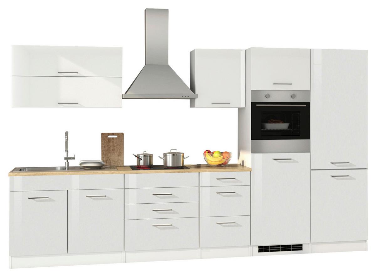 Küchenblock Mailand Weiß B: 350 cm - Weiß Hochglanz/Weiß, MODERN, Holzwerkstoff (350cm) - Held