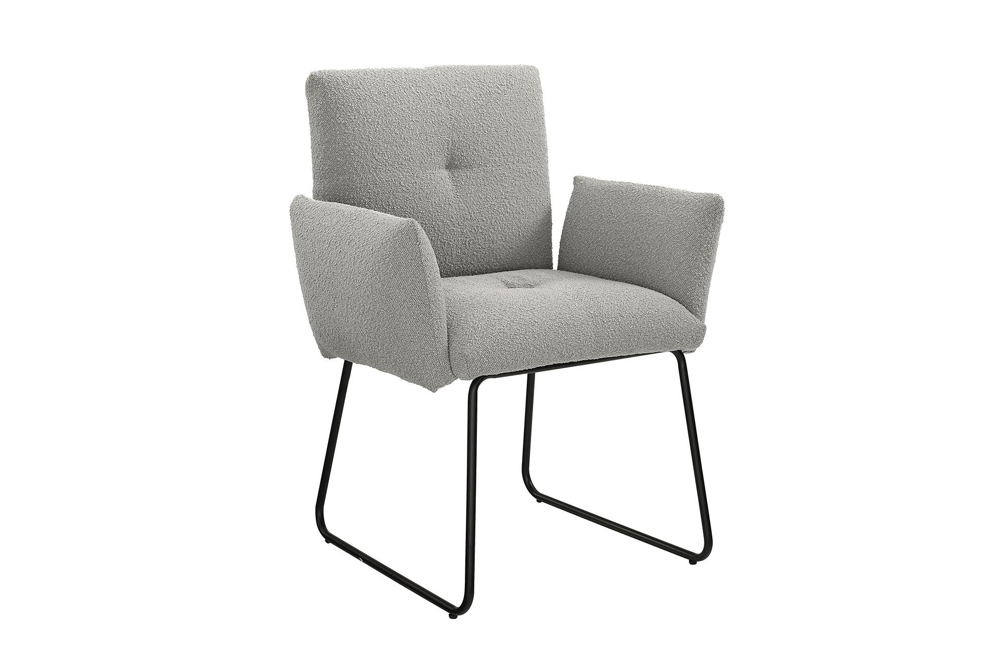 Armlehnstuhl Hellgrau B: 73,5 cm - Hellgrau/Schwarz, MODERN, Textil/Metall (73,5/87/64,5cm) - Livetastic