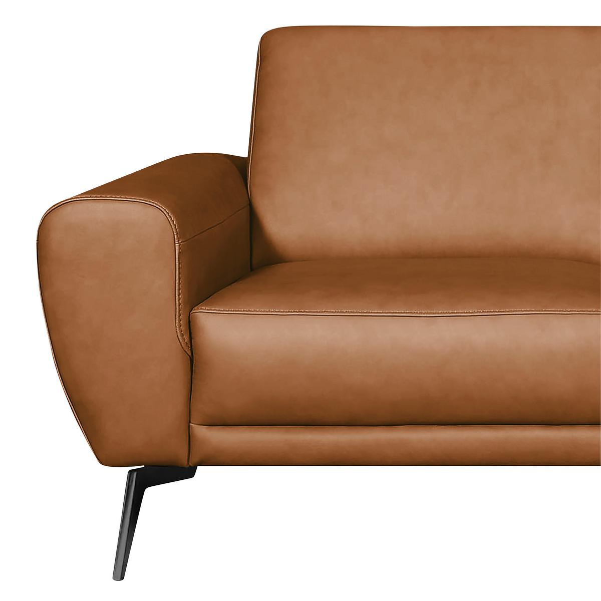2-Sitzer-Sofa Spring, Cognac B: 177 cm - Cognac/Schwarz, Design, Leder (177/85/92cm) - Livetastic