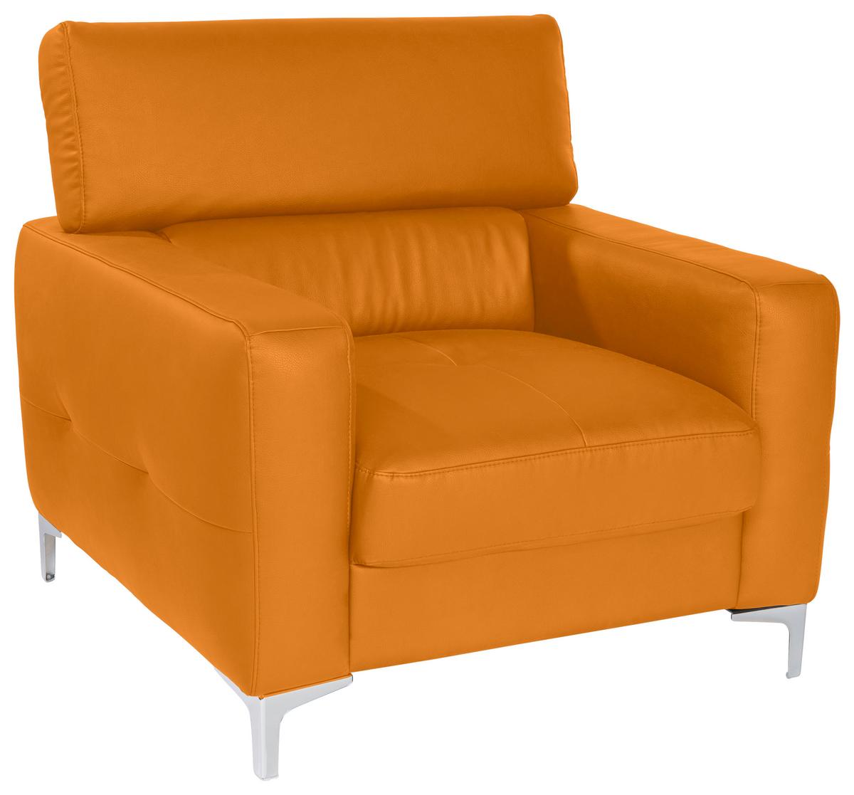 Polstersessel Sammy Gelb Leder - Chromfarben/Gelb, Design, Leder (99/78-92/106cm) - Livetastic
