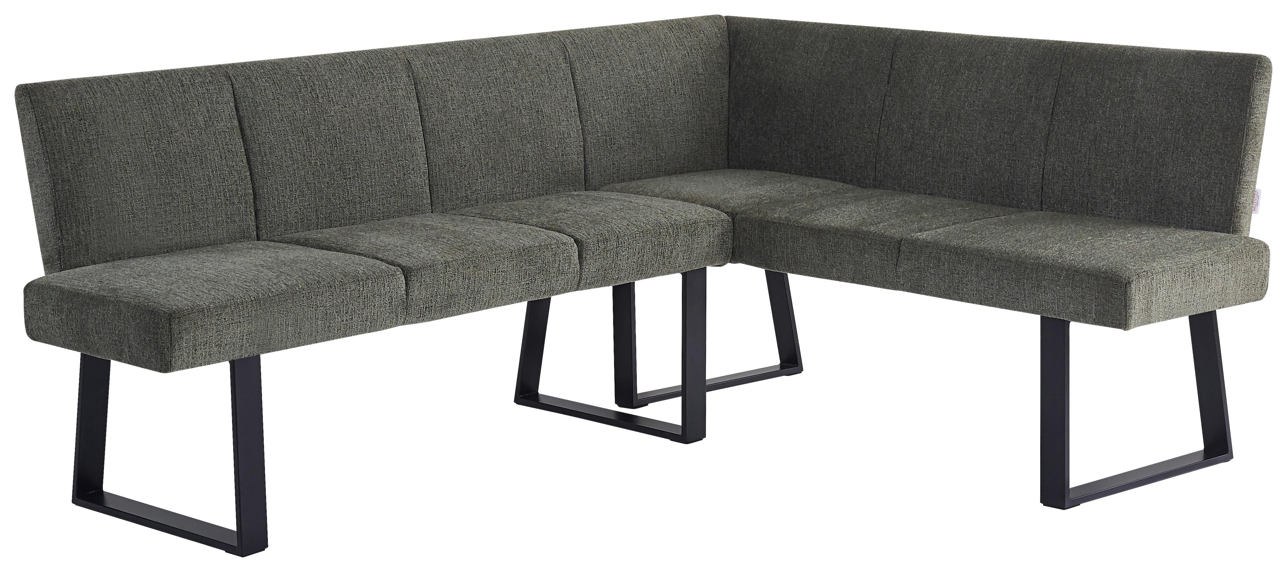 Eckbank Grün/Metallbeine Terri 190x150 cm - Schwarz/Grün, MODERN, Textil/Metall (190/150cm) - MID.YOU