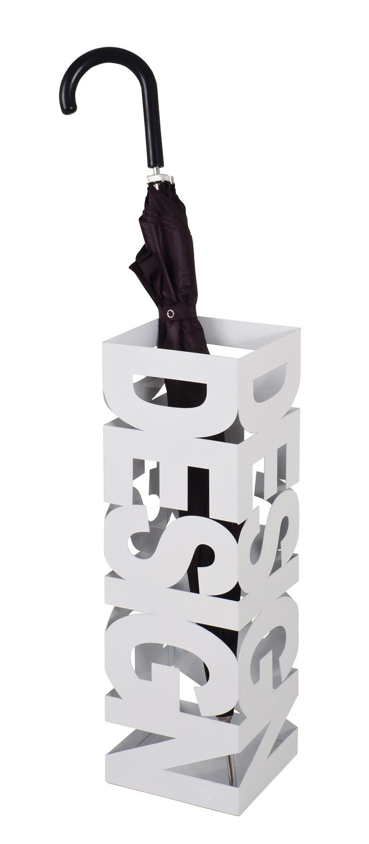 STOJAN NA DEŠTNÍKY DESIGN - bílá, Moderní, kov (16/48/16cm)