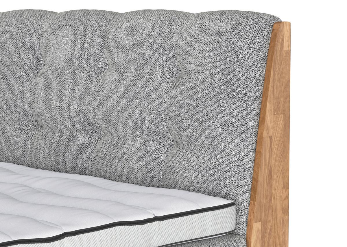 Boxspringbett Moon mit Topper 160x200 cm - Eichefarben/Silberfarben, MODERN, Holz/Holzwerkstoff (160/200cm) - MID.YOU